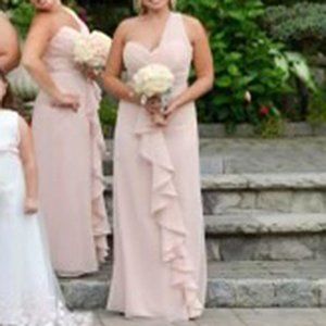 Saison Blanche Blush Pink Bridesmaid Full-Length Dress 8/10 One-Shoulder, Ruched